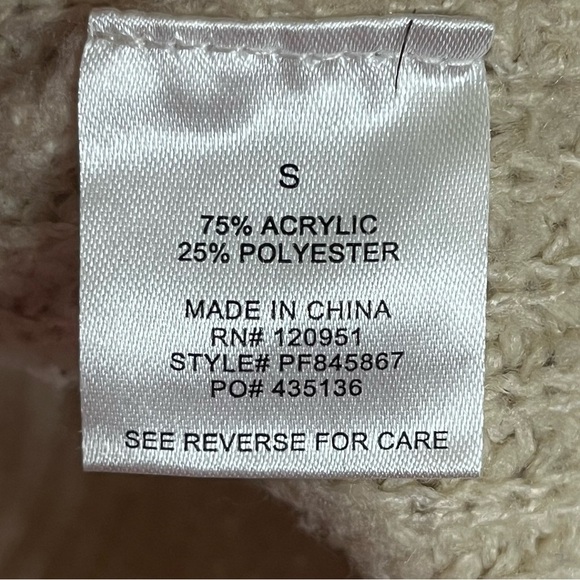 Women’s Pink Rose Light Weight Long Sleeve Knit Sweater Tan Size Small Cream - Picture 6 of 11